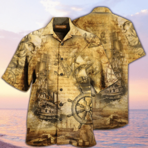 Amazing Sailing Ship Into The Sea To Find Your Soul Print Polyester Hawaiian Shirt  - Thelegend59