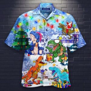 Amazing Santa T-Rex Dinosaurs On Christmas Days Hawaiian Shirts  - Thelegend59