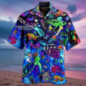 Amazing Sea Turtle Glowing Unisex Hawaiian Shirt  - Thelegend59