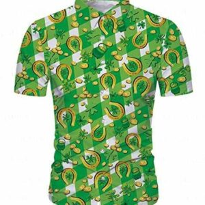 Amazing Shamrock And Gold Pattern Saint Patrick Green Hawaiian Aloha Hawaiian Shirtss  - Thelegend59