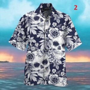 Amazing Skull Floral Hawaiian Aloha Hawaiian Shirtss Beach Trip  - Thelegend59
