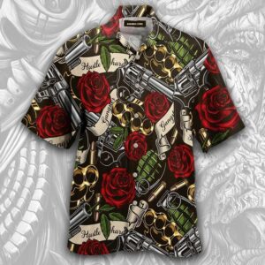 Amazing Tattoo Gun Gangster Rose Aloha Hawaiian Shirts  - Thelegend59