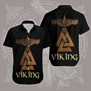 Amazing Viking Golden Pattern Hawaiian Aloha Hawaiian Shirtss  - Thelegend59