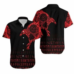 Amazing Viking Red And Black Unisex Hawaiian Shirts  - Thelegend59