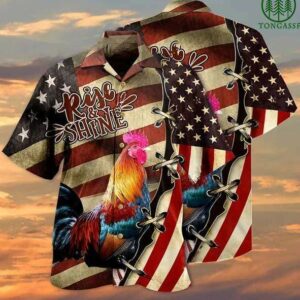 America Chicken Rise And Shine Hawaiian Aloha Hawaiian Shirtss  - Thelegend59