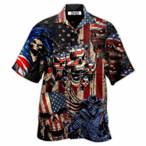 America Skull Pride Hawaiian Shirt - For Men And Women - Kids  - Thelegend59