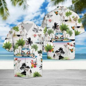 American Bulldog Vacationwhite High Quality Unisex Hawaiian Shirt  - Thelegend59