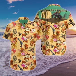 American Cowboy Pattern Hawaiian Shirt - Crazy Funny Hawaiian Shirt - Western Vintage Hawaiian Shirt  - Thelegend59