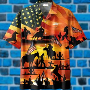 American Cowboy Sunset Full Printing Hawaiian Shirt  - Thelegend59