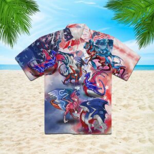 American Dragon Flag Hawaiian Shirt  - Thelegend59