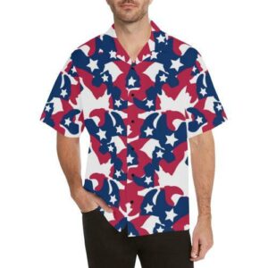 American Flag Camo Print Hawaiian Shirt  - Thelegend59