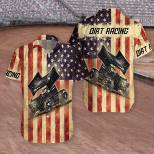 American Flag Dirt Racing Hawaiian Unisex Aloha Hawaiian Shirtss  - Thelegend59