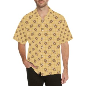 American Football Ball Pattern Yellow Background Men'S All Over Print Hawaiian Shirt  - Thelegend59