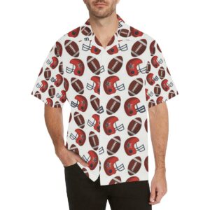 American Football Ball Red Helmet Pattern Men'S All Over Print Hawaiian Shirt  - Thelegend59