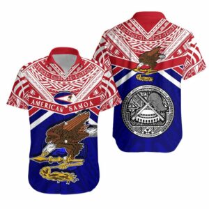 American Samoa Rugby Hawaiian Shirt Eagle Flag  - Thelegend59