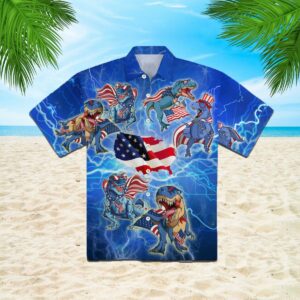Amerisaurus Rex America Rawr Hawaiian Shirt  - Thelegend59