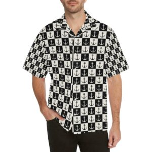 Anchor Black And White Patter Men'S All Over Print Hawaiian Shirt  - Thelegend59