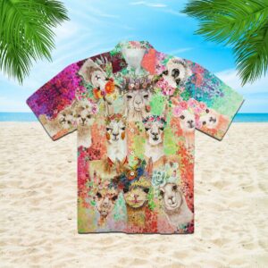 Animal Lovely Llama Flower Crown Hawaiian Shirt  - Thelegend59