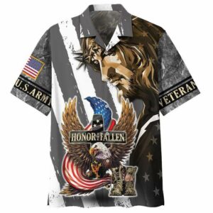 Army Veteran Jesus Honor The Fallen Aloha Hawaiian Shirts For Men & For Women - For Men And Women - Kids  - Thelegend59