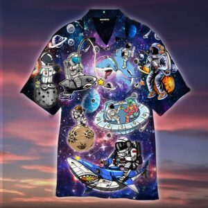 Astronaut Fishing In The Galaxy Hawaiian Shirt  - Thelegend59