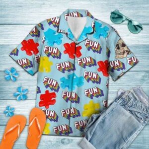 Autism Puzzles Fun Summer Hawaiian Aloha Hawaiian Shirtss  - Thelegend59