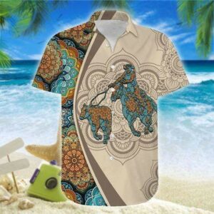 Awesome Breakway Roping Brown Mandala Unisex Hawaiian Shirts  - Thelegend59