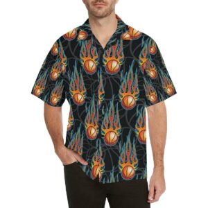 Basketball Fire Print Pattern Hawaiian Shirt  - Thelegend59