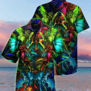 Beach Hawaiian Shirts Colorful Dragon Unihawaiian Shirtsex Hawaiian Aloha Hawaiian Shirts  - Thelegend59