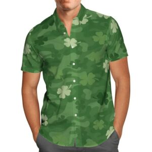 Beach Hawaiian Shirts Amazing Shamrock Camo Pattern Saint Patrick Green Hawaiian Aloha Hawaiian Shirtss  - Thelegend59