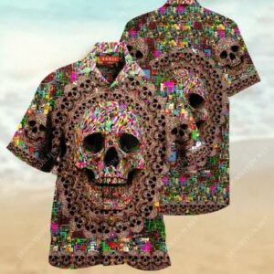 Beach Hawaiian Shirts Amazing Smiling Skull Unisex Hawaiian Aloha Hawaiian Shirtss  - Thelegend59