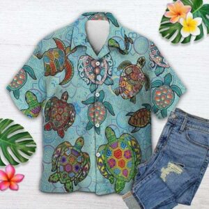 Beach Hawaiian Shirts Amazing Turtle Tropical Unisex Hawaiian Aloha Hawaiian Shirtss L  - Thelegend59