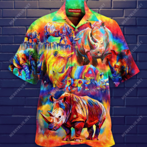 Beach Hawaiian Shirts Buy Colorful Rhinoceros Hawaiian Shirt  - Thelegend59