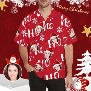 Beach Hawaiian Shirts Buy Custom Face On Funny Ho Ho Ho Red Hawaiian Aloha Hawaiian Shirtss  - Thelegend59
