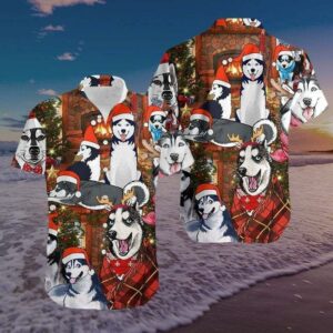 Beach Hawaiian Shirts Buy Hawaiian Aloha Hawaiian Shirtss Christmas With Husky  - Thelegend59