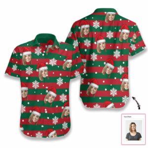 Beach Hawaiian Shirts Buy Personalized Santa Red And Green Christmas Hawaiian Aloha Hawaiian Shirtss Custom Face  - Thelegend59