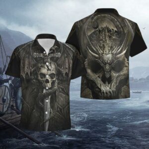 Beach Hawaiian Shirts Buy Skull Draco Hawaiian Shirt  - Thelegend59