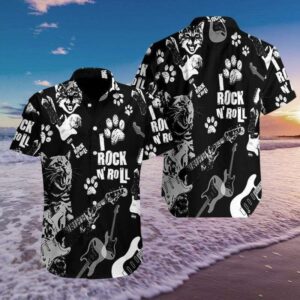 Beach Hawaiian Shirts Check Out This Awesome Hawaiian Aloha Hawaiian Shirtss Cat Rock N Roll  - Thelegend59