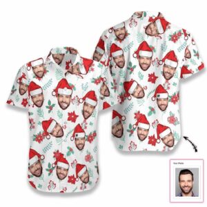Beach Hawaiian Shirts Check Out This Awesome Personalized Christmas Pattern Hawaiian Aloha Hawaiian Shirtss Funny Custom Face  - Thelegend59