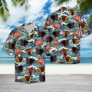 Beach Hawaiian Shirts Colorful Accordion Hawaiian Shirts  - Thelegend59
