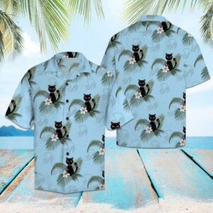 Beach Hawaiian Shirts Find Black Cat Hawaiian Shirt  - Thelegend59