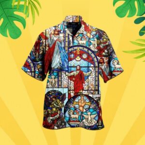 Beach Hawaiian Shirts Find Jesus Is My King Pattern Cross Hawaiian Unisex Aloha Hawaiian Shirts H  - Thelegend59