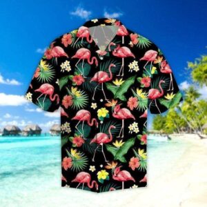 Beach Hawaiian Shirts Flamingo Hibiscus Tropical Hawaiian Shirts  - Thelegend59