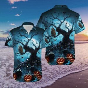 Beach Hawaiian Shirts Get Here Owl Night With Pumpkin Halloween Hawaiian Aloha Hawaiian Shirtss  - Thelegend59