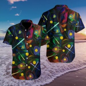 Beach Hawaiian Shirts Get Here Softball Colorful Light Hawaiian Aloha Hawaiian Shirtss  - Thelegend59