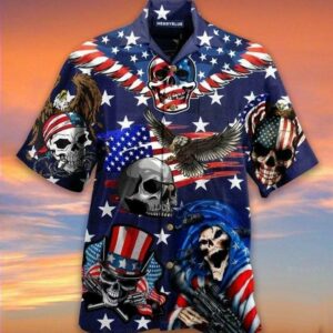 Beach Hawaiian Shirts Hawaiian Aloha Hawaiian Shirts Eagle Patriotic Hawaiian Shirtskull  - Thelegend59
