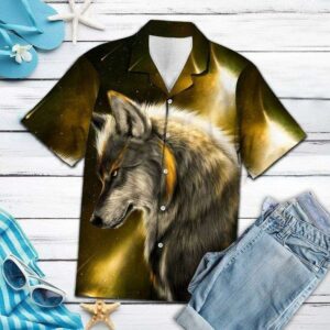 Beach Hawaiian Shirts Hawaiian Aloha Hawaiian Shirtss Awesome Wolf  - Thelegend59
