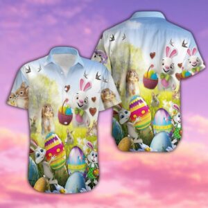 Beach Hawaiian Shirts Hawaiian Aloha Hawaiian Shirtss Bunny Enjoy Easter Day  - Thelegend59