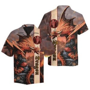 Beach Hawaiian Shirts Hawaiian Aloha Hawaiian Shirtss Dragon Fire  - Thelegend59