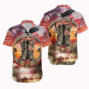 Beach Hawaiian Shirts Hawaiian Aloha Hawaiian Shirtss Home Of The Free  - Thelegend59