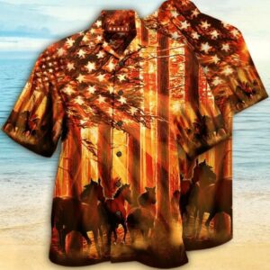 Beach Hawaiian Shirts Herd Of Horhawaiian Shirtsehawaiian Shirts Running In The Autumn Hawaiian Shirtsky Hawaiian Aloha Hawaiian Shirts H  - Thelegend59